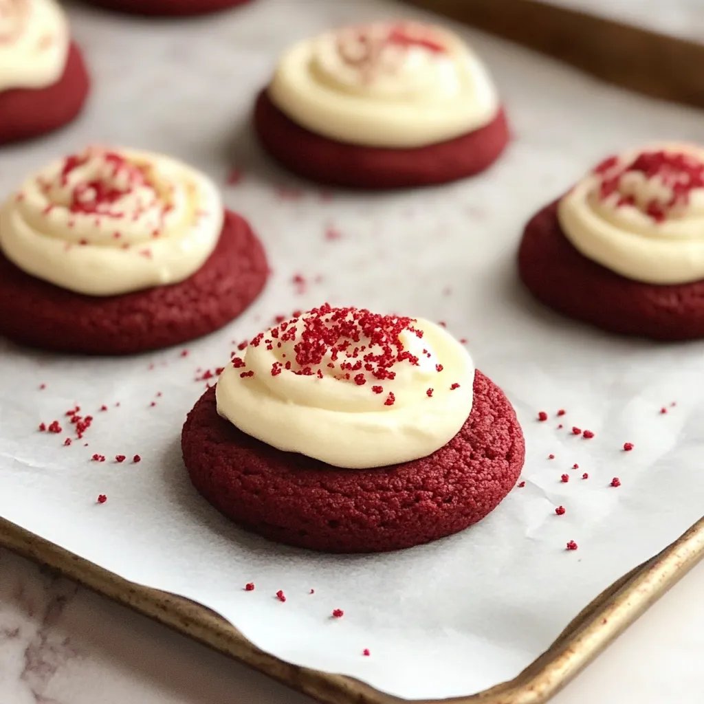 Close-up Crumbl Copycat Red Velvet Cookies