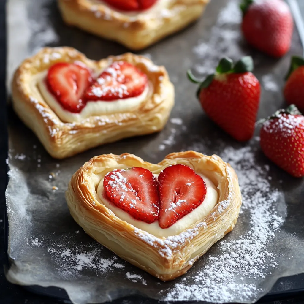 Close-up Vegan Strawberry Cream Danish Recipe