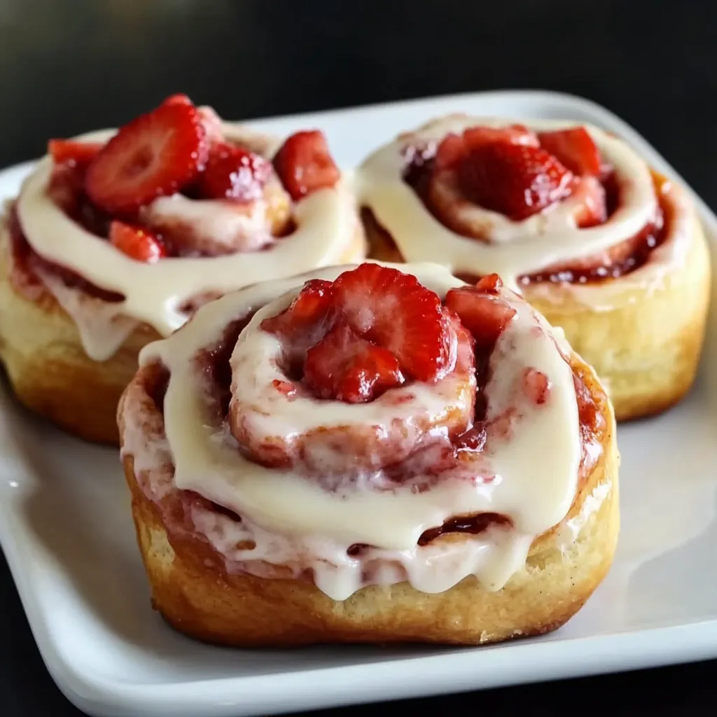 Close-up Strawberry Cheesecake Cinnabon Rolls Recipe