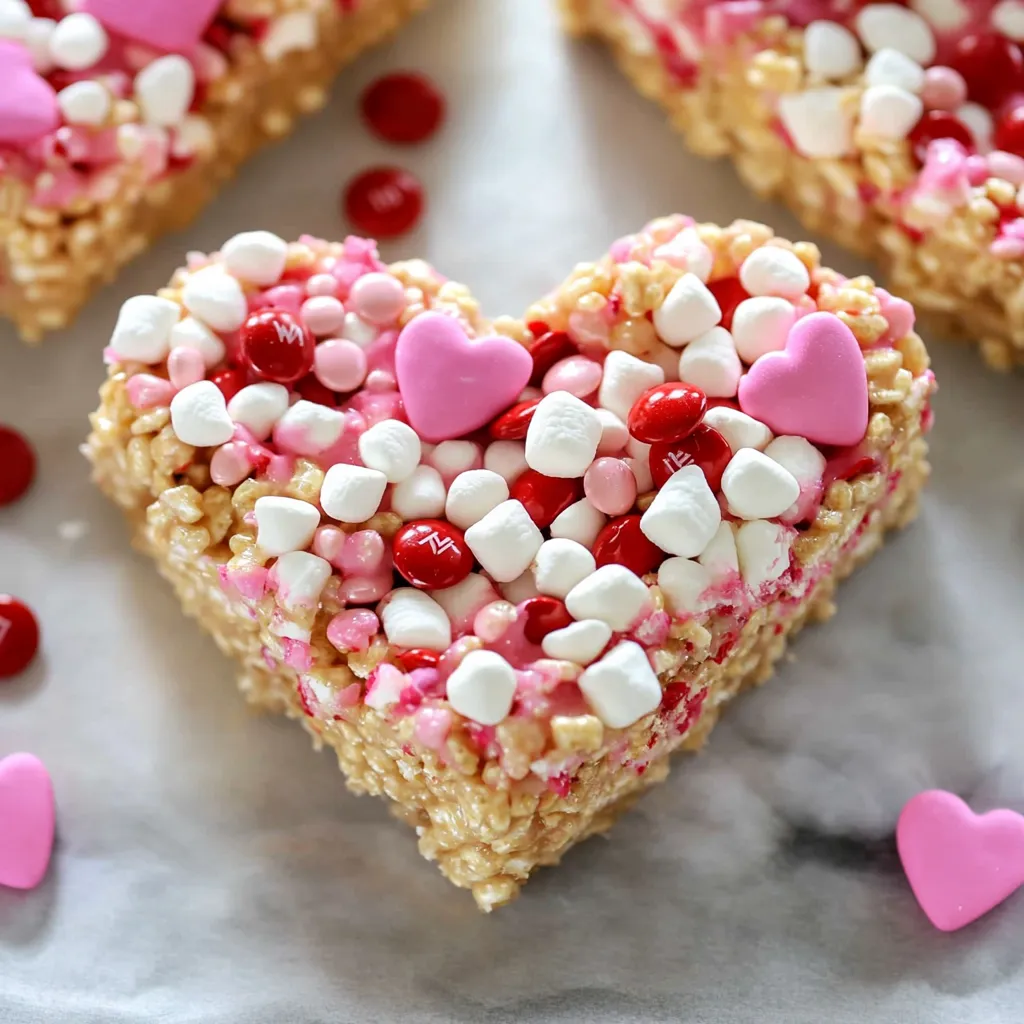 Close-up Heart Shaped Valentine Rice Krispie Treats Recipe