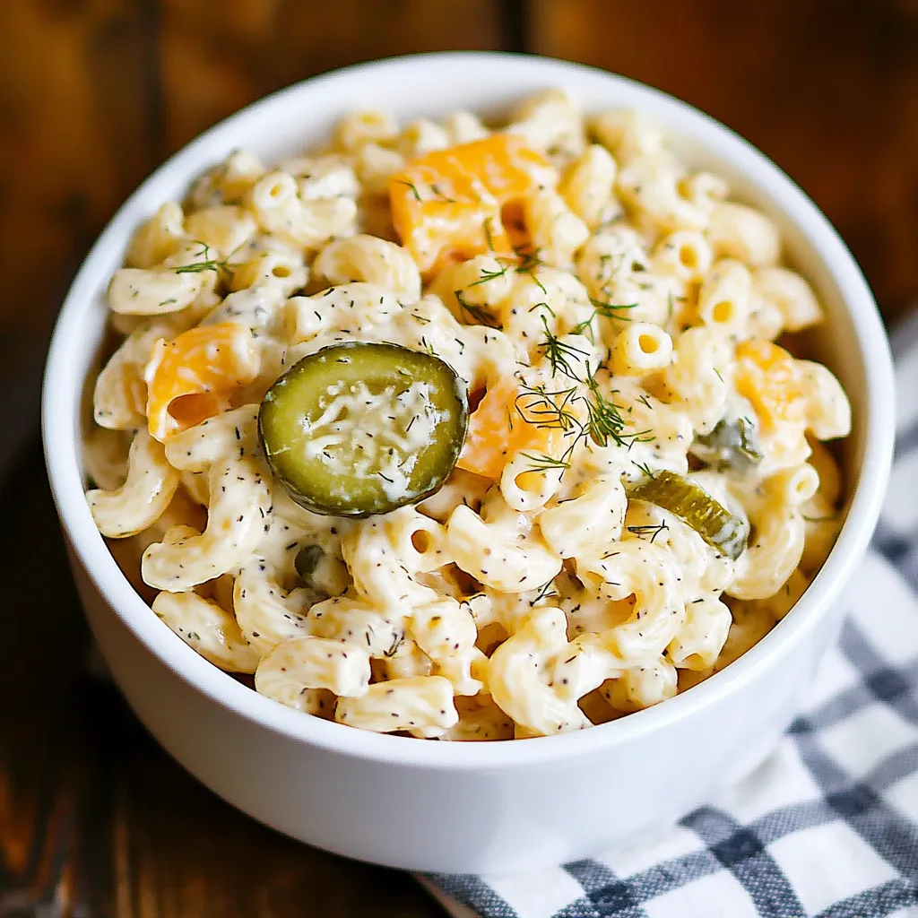 Close-up Dill Pickle Pasta Salad Recipe