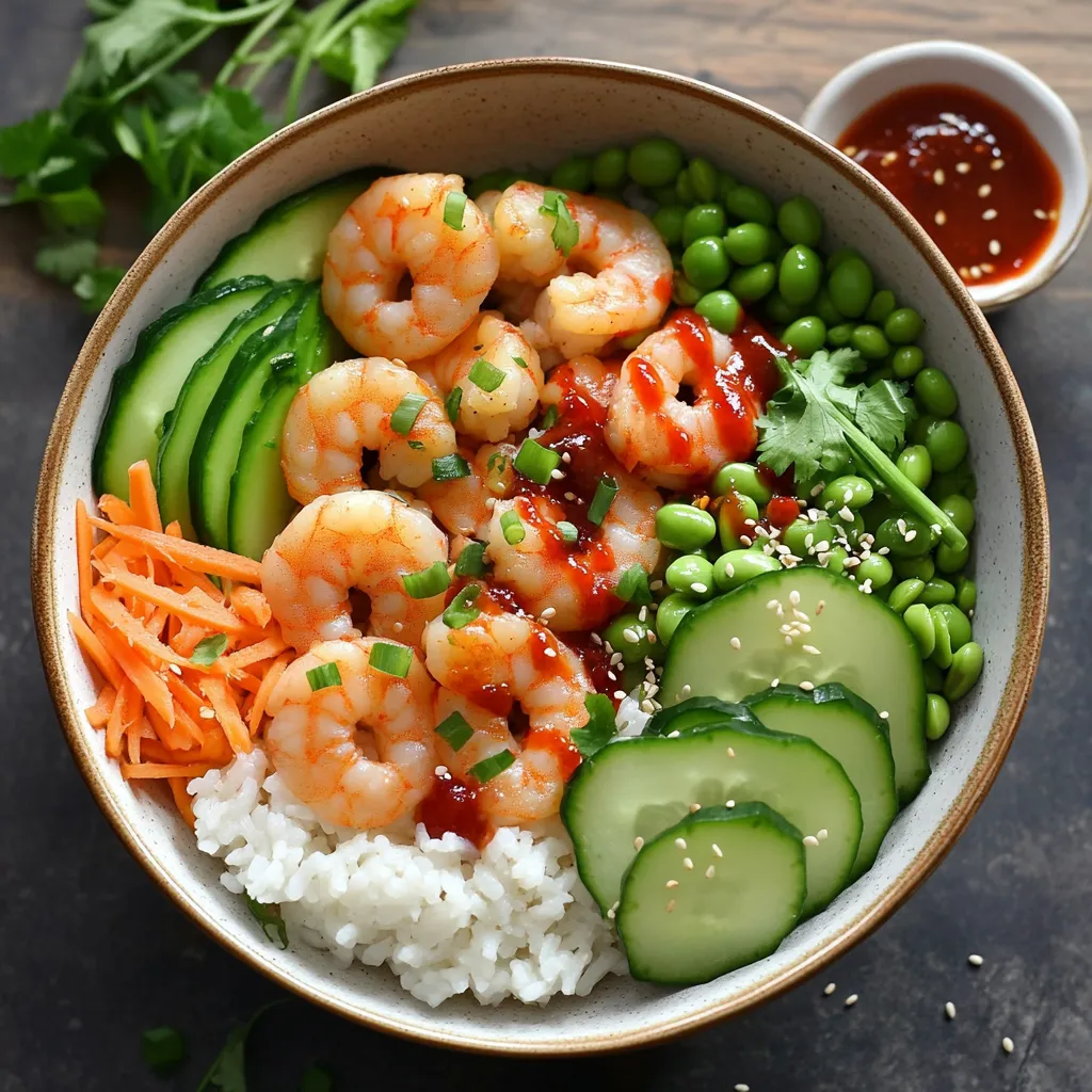 Close-up  Shrimp Rice Bowls Recipe