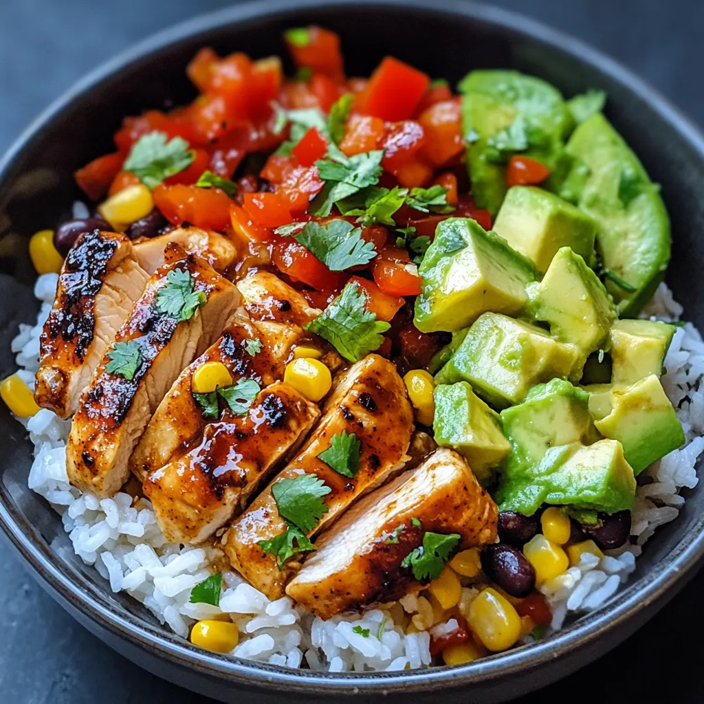 Close-up Honey Chipotle Chicken Rice Bowls Recipe