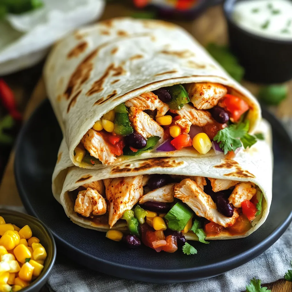 Close-up Southwest Chicken Wrap Recipe