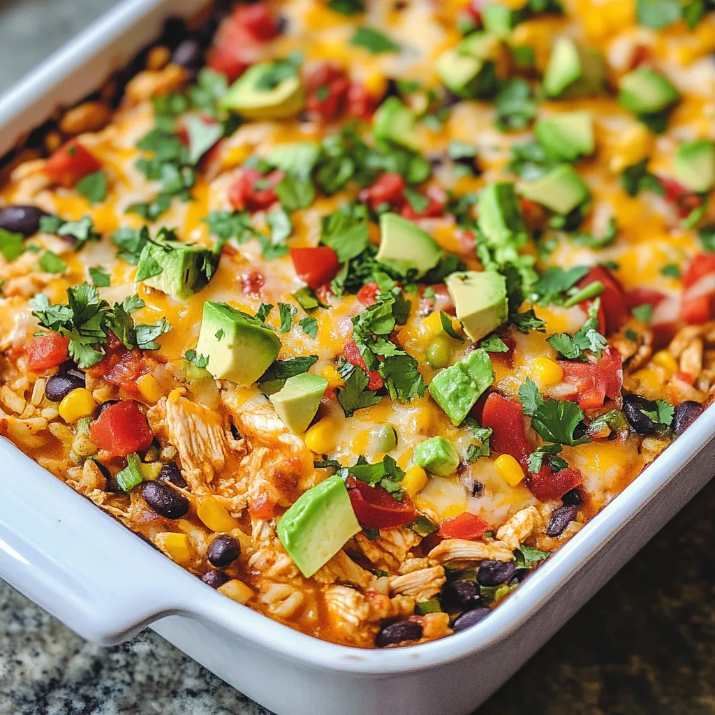 Close-up Chicken Burrito Casserole Recipe