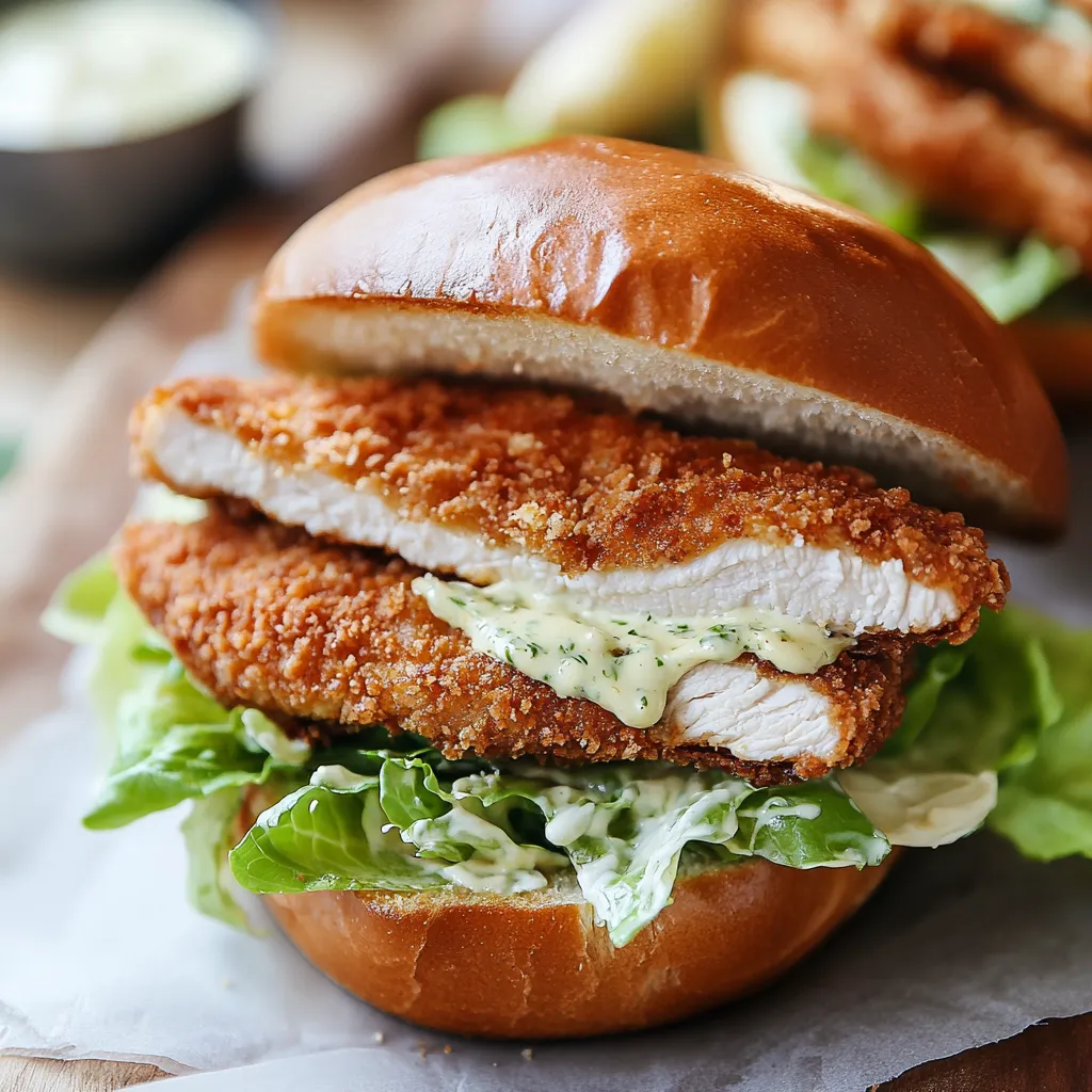 Close-up Chicken Caesar Sandwich Recipe