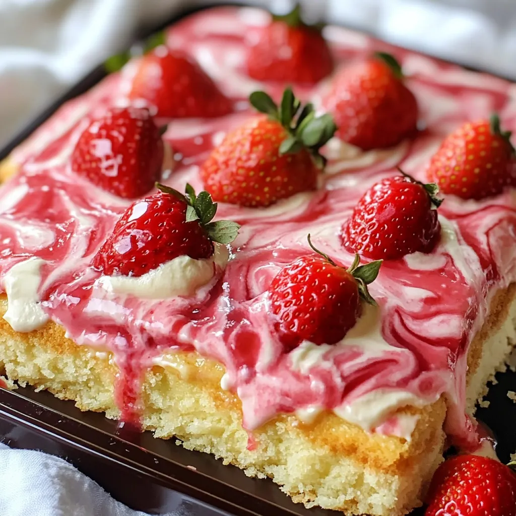 A slice of cake with strawberries on top.