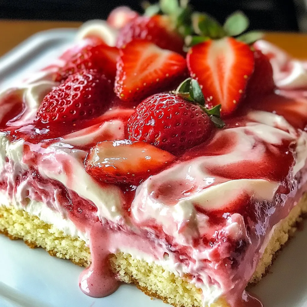 A slice of strawberry cheesecake with strawberries on top.