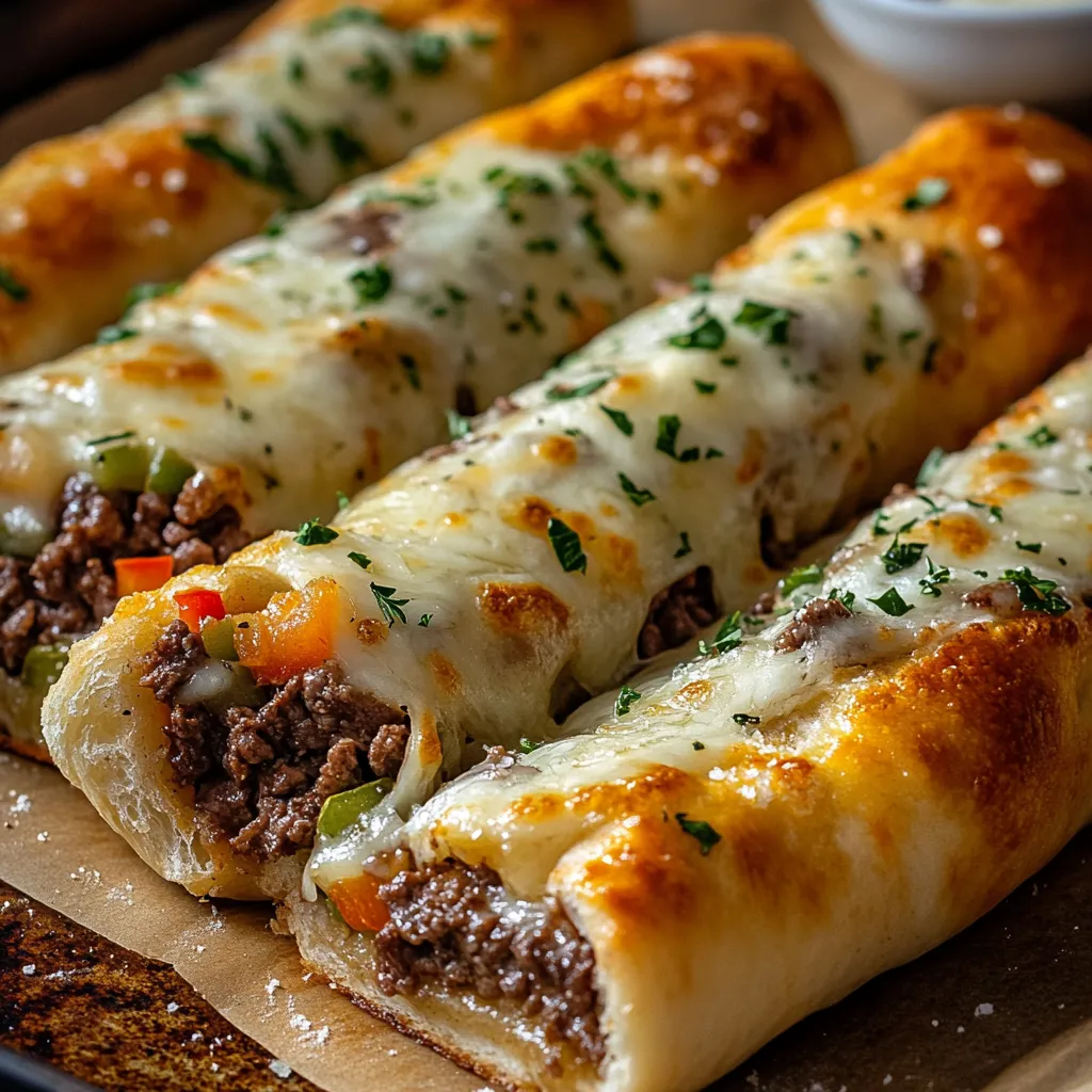 A delicious pizza with meat and cheese on a wooden table.