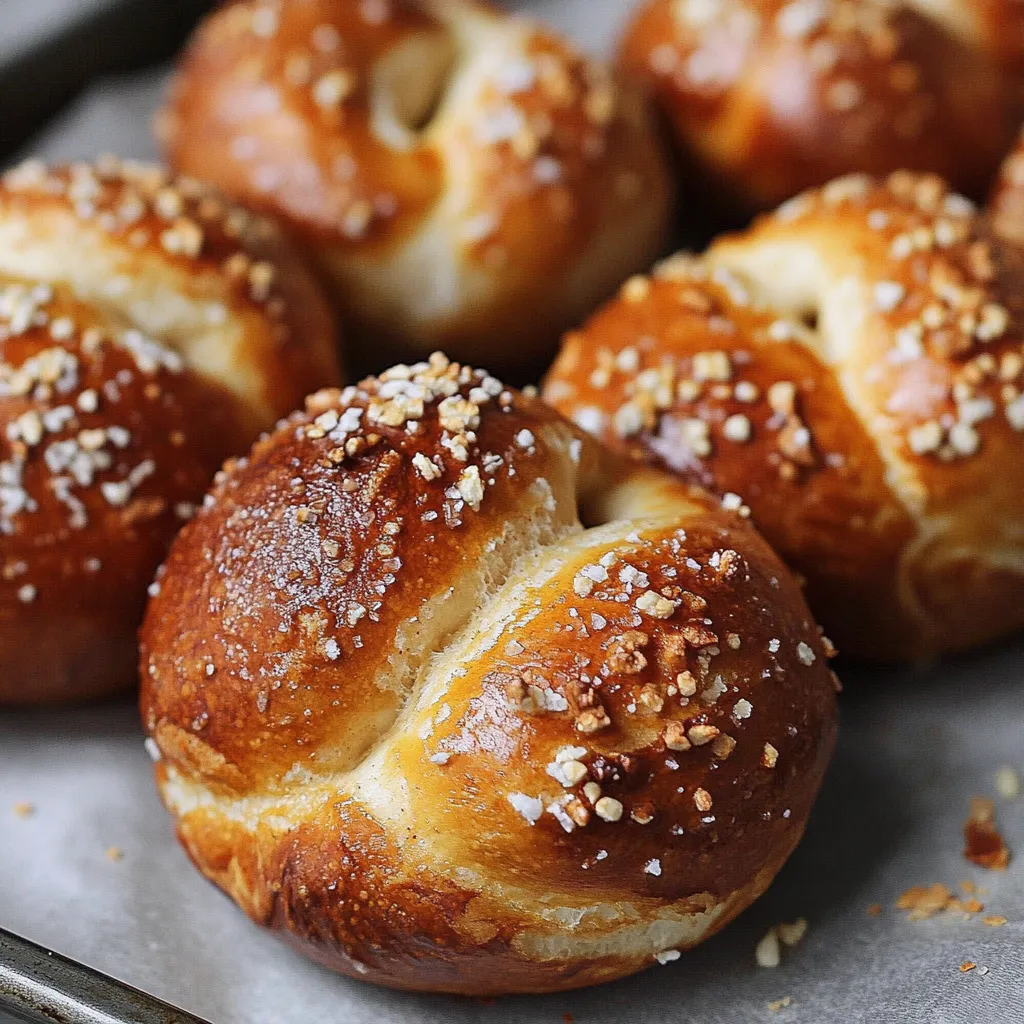 A tray of bread rolls with sesame seeds on top.