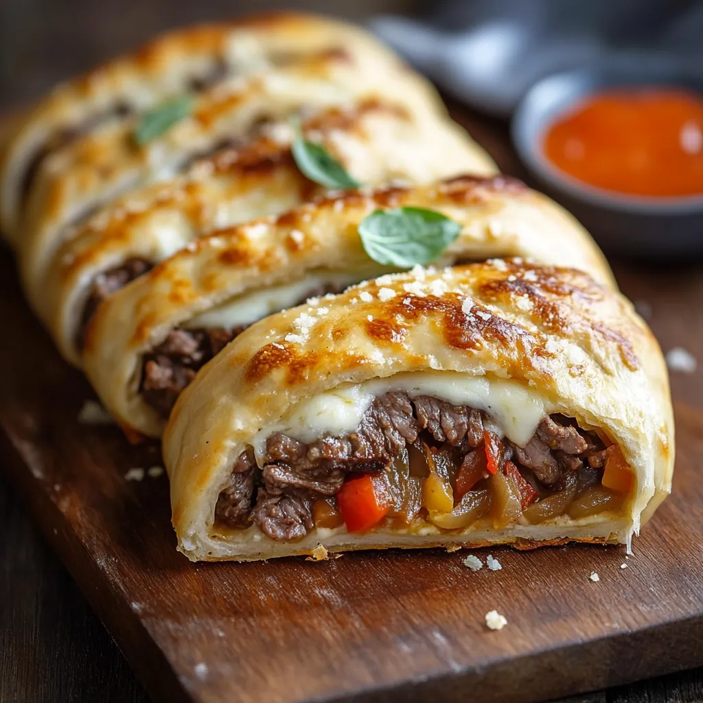 Two pieces of meat filled with cheese and vegetables.