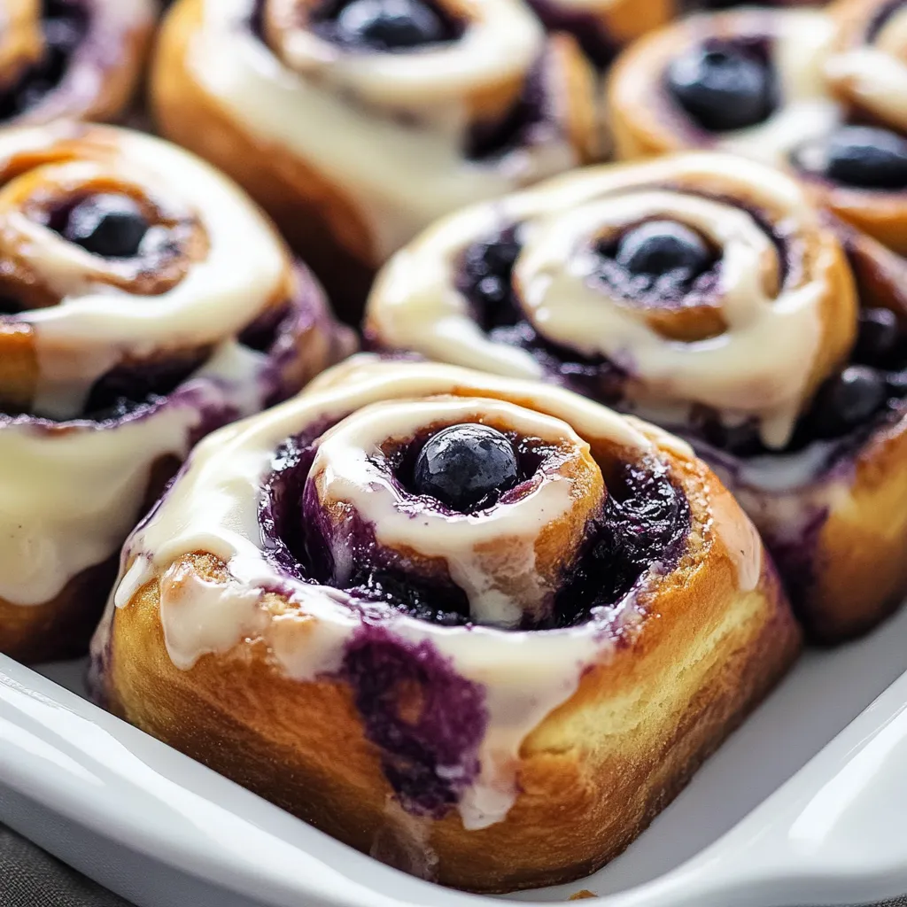 A plate full of blueberry rolls.