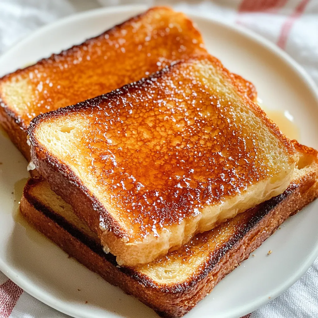 Toasted bread on a white plate.