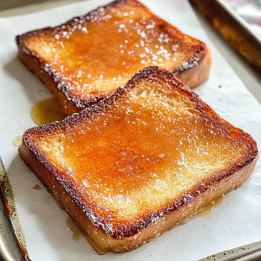 Two pieces of French toast on a tray.