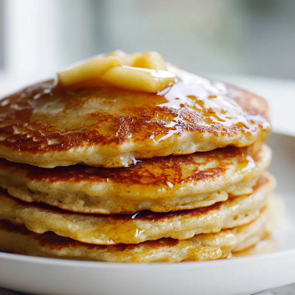 A stack of pancakes with syrup on top.