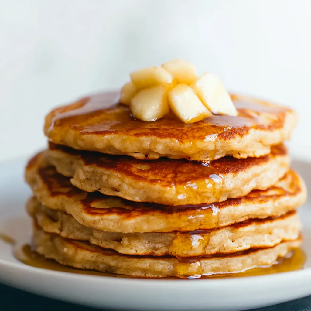 A stack of pancakes with syrup on top.