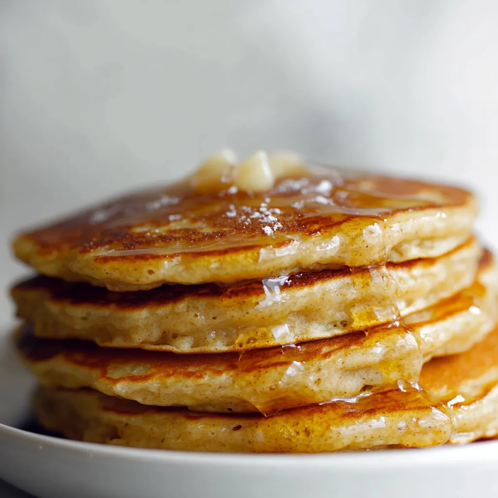 A stack of pancakes with syrup on top.