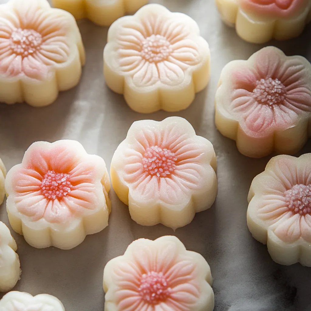 A pink flower shaped cookie.