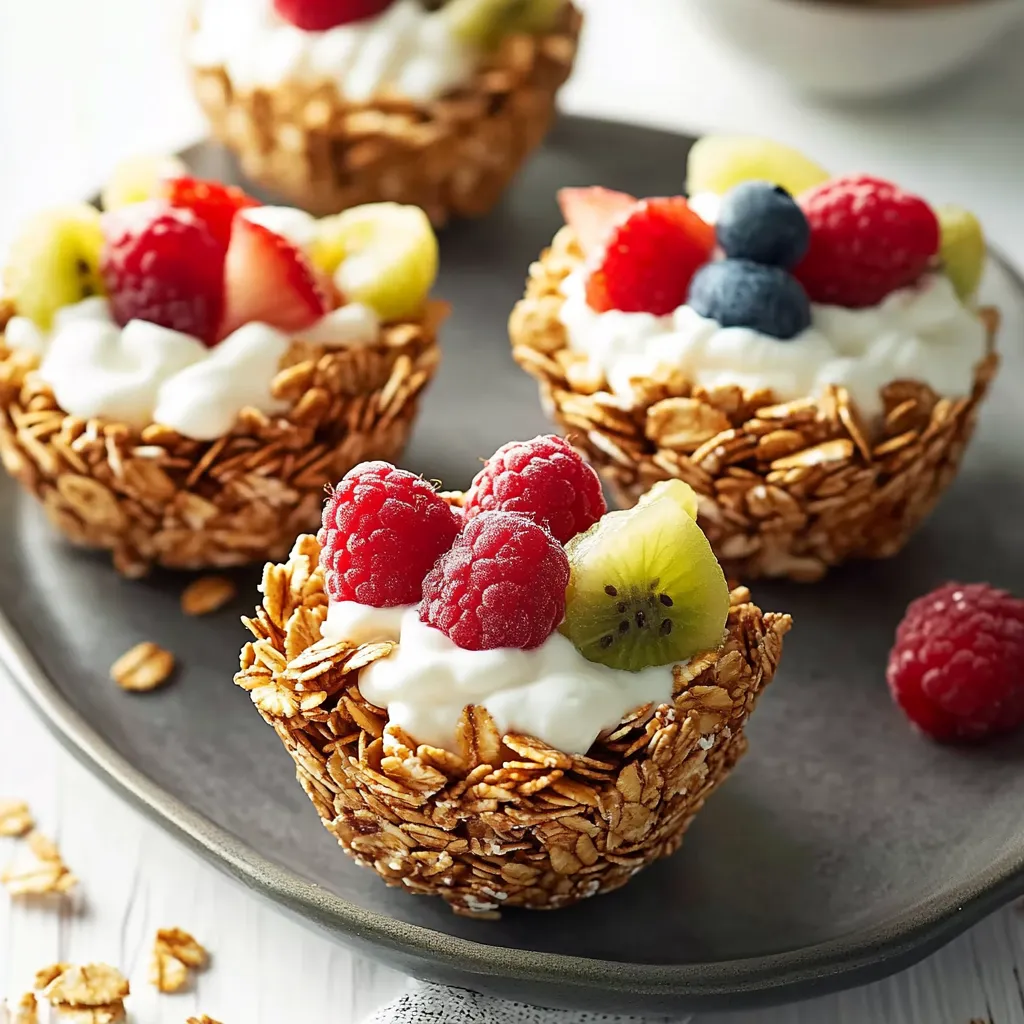 A plate of fruit and yogurt.