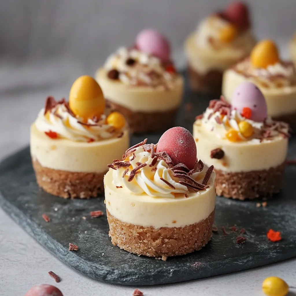 A plate of desserts with eggs on top.