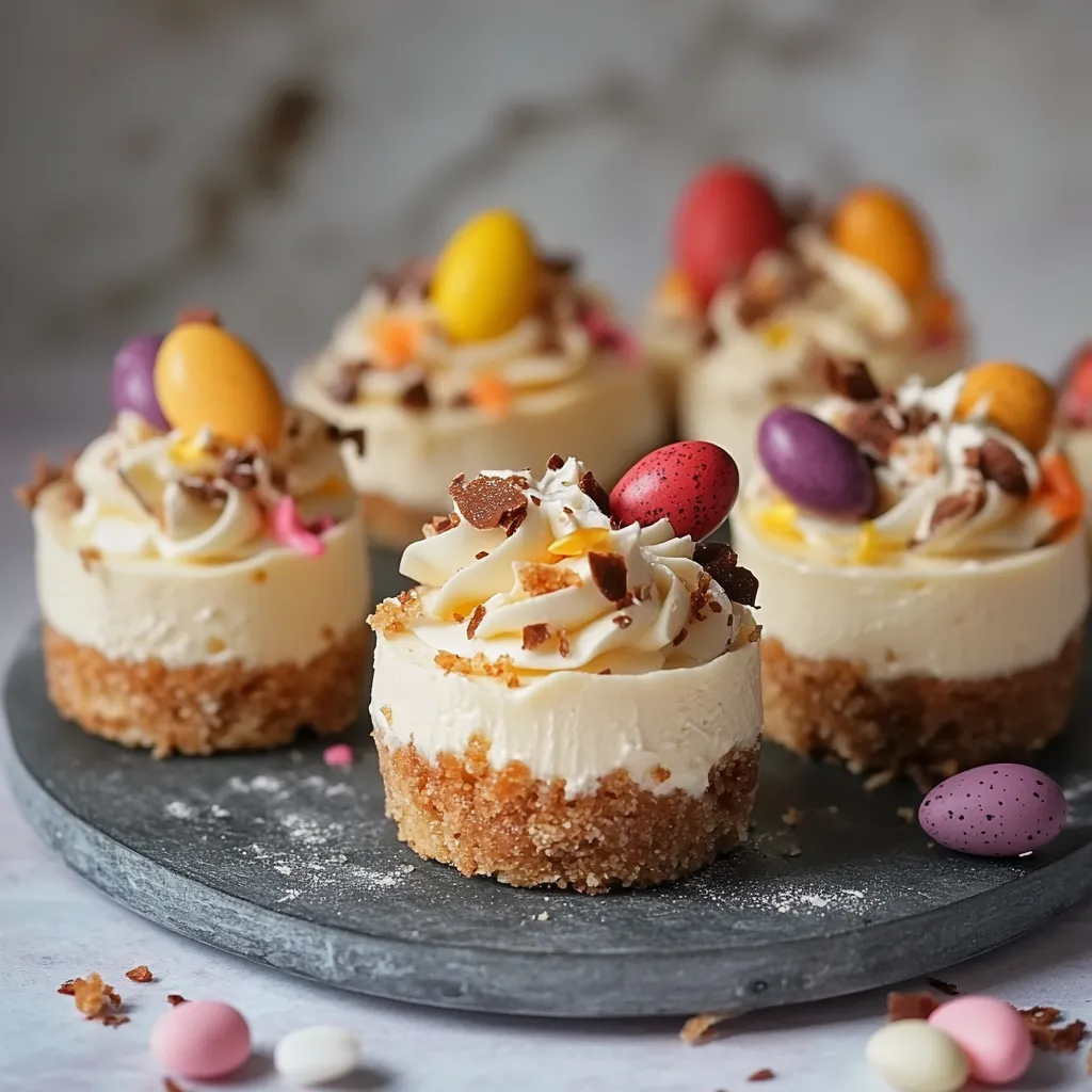 A plate of desserts with candy on top.