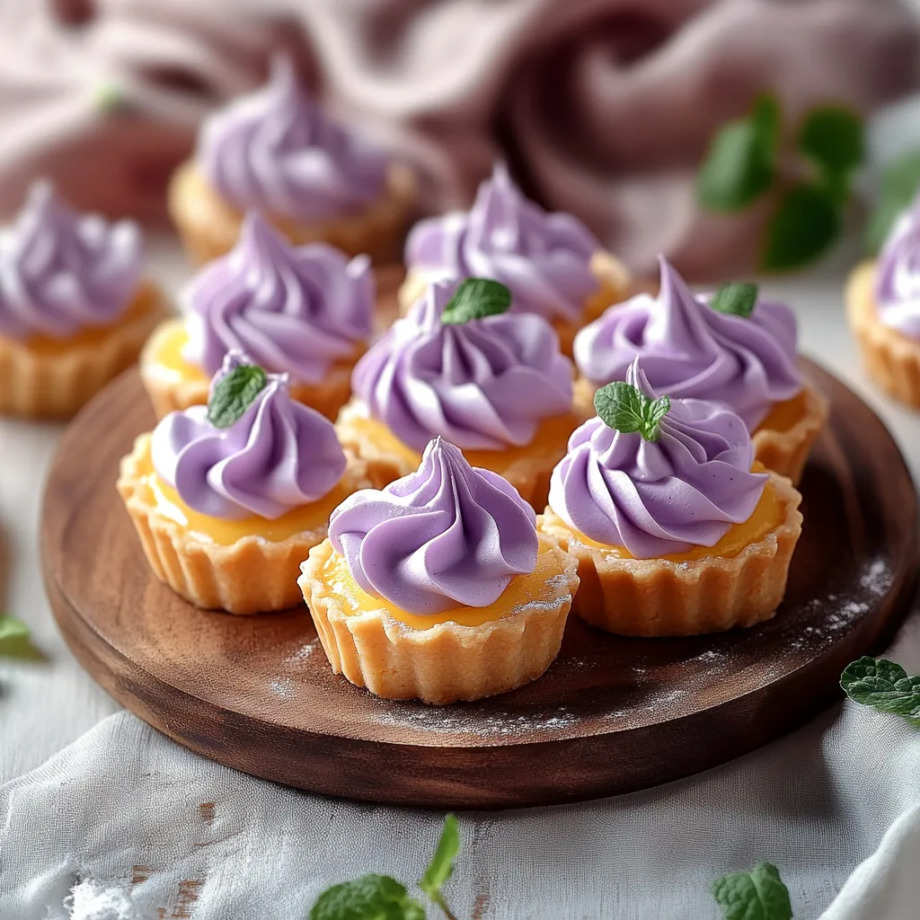 A plate of cupcakes with purple frosting.