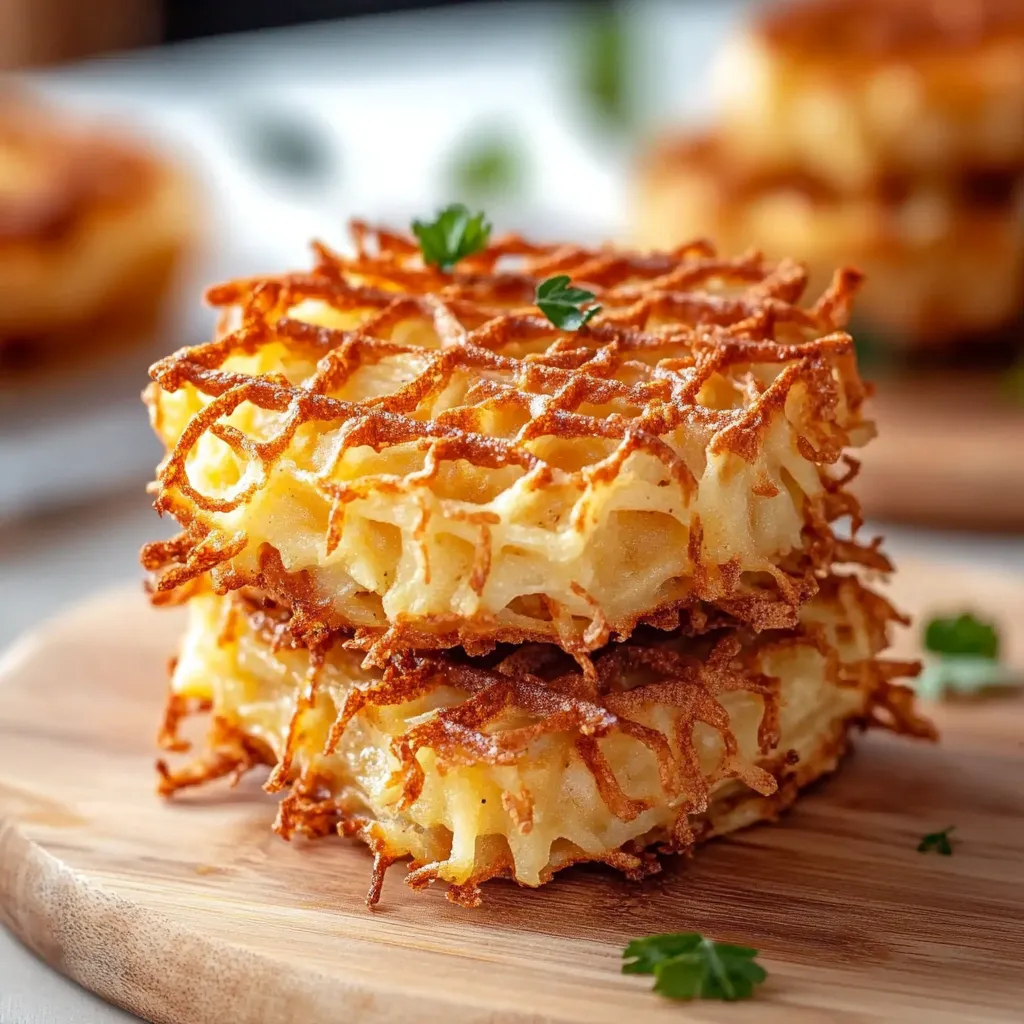 A stack of three pancakes with a green garnish.