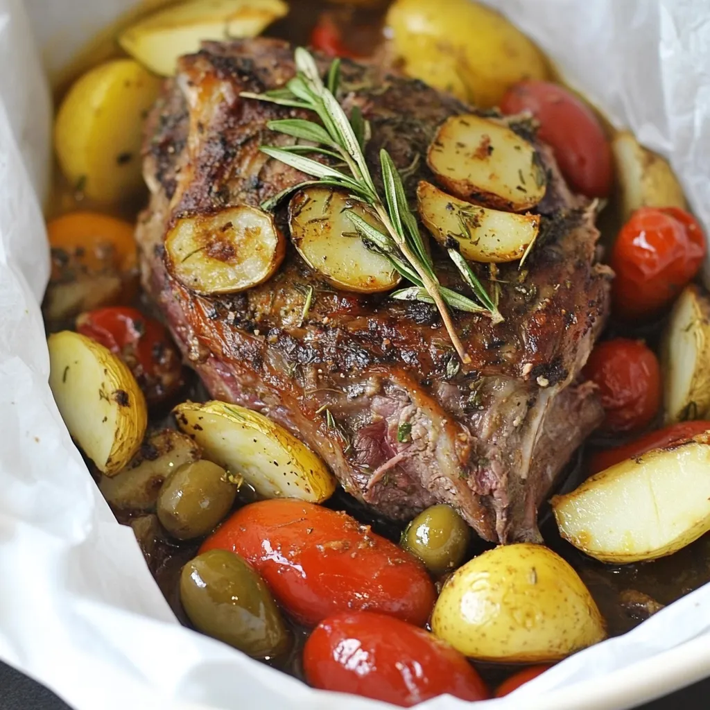 A plate of food with potatoes, tomatoes, and meat.