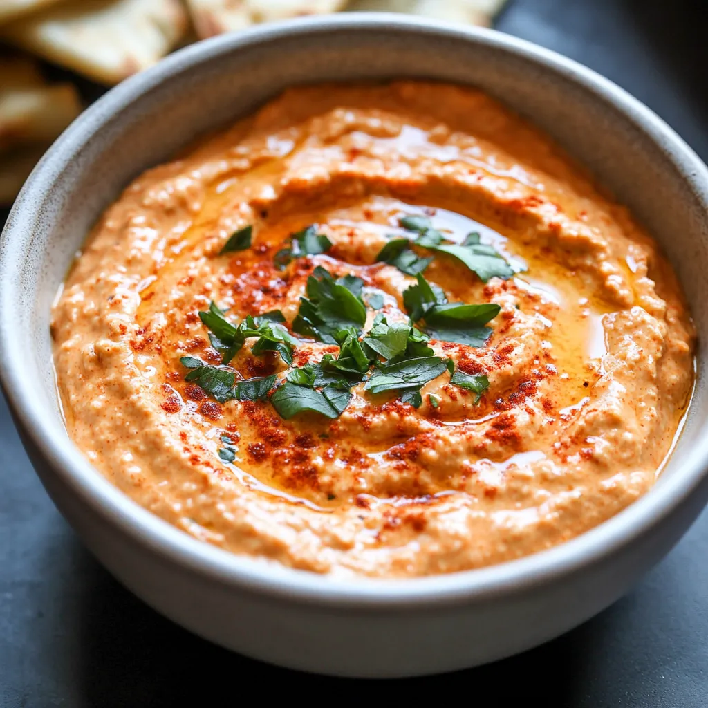 A bowl of red sauce with green leaves.