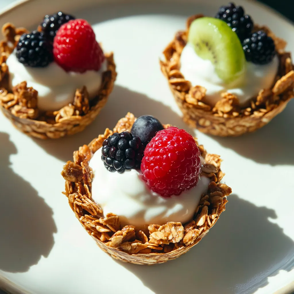 Three desserts with berries and whipped cream.
