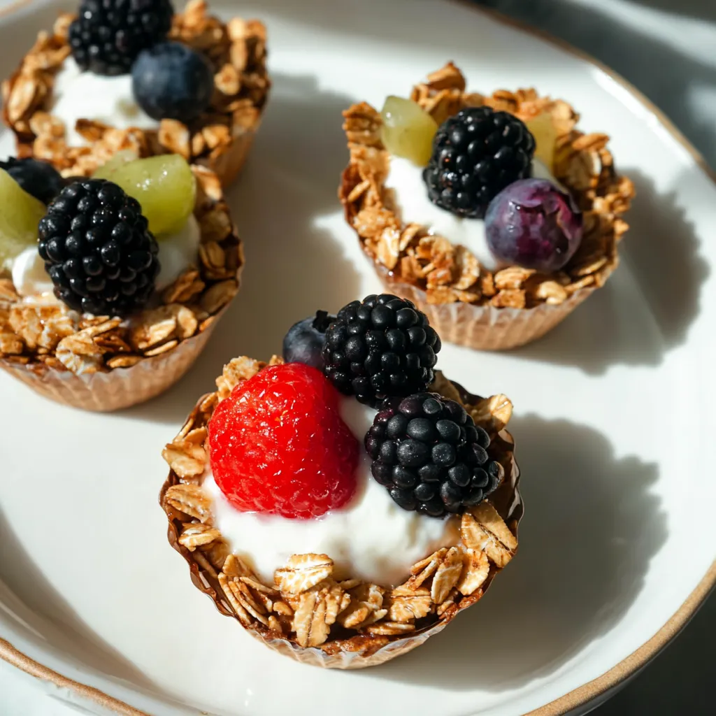 A plate of food with berries and cereal.