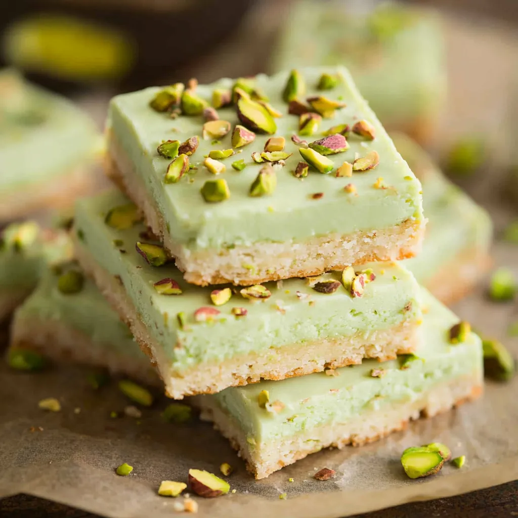 A stack of green and white cookies.