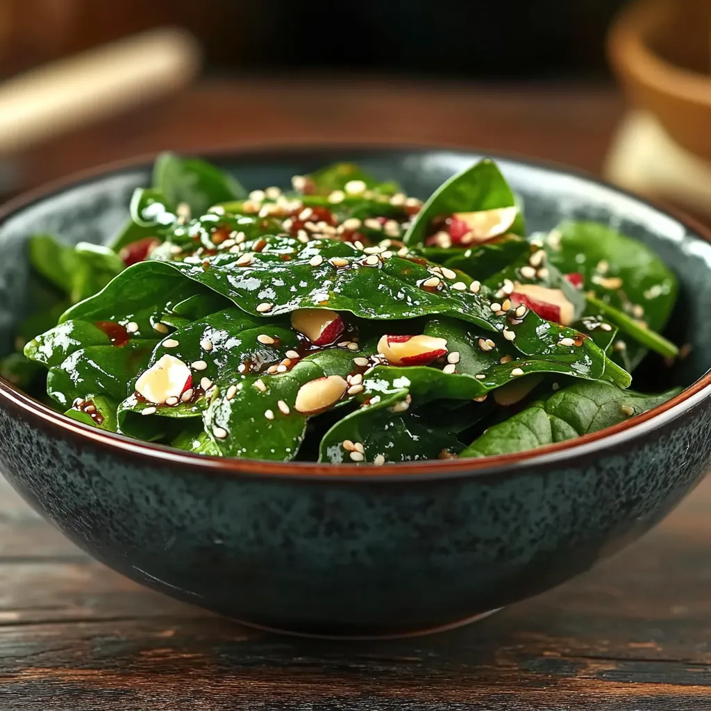 A bowl of salad with greens and nuts.