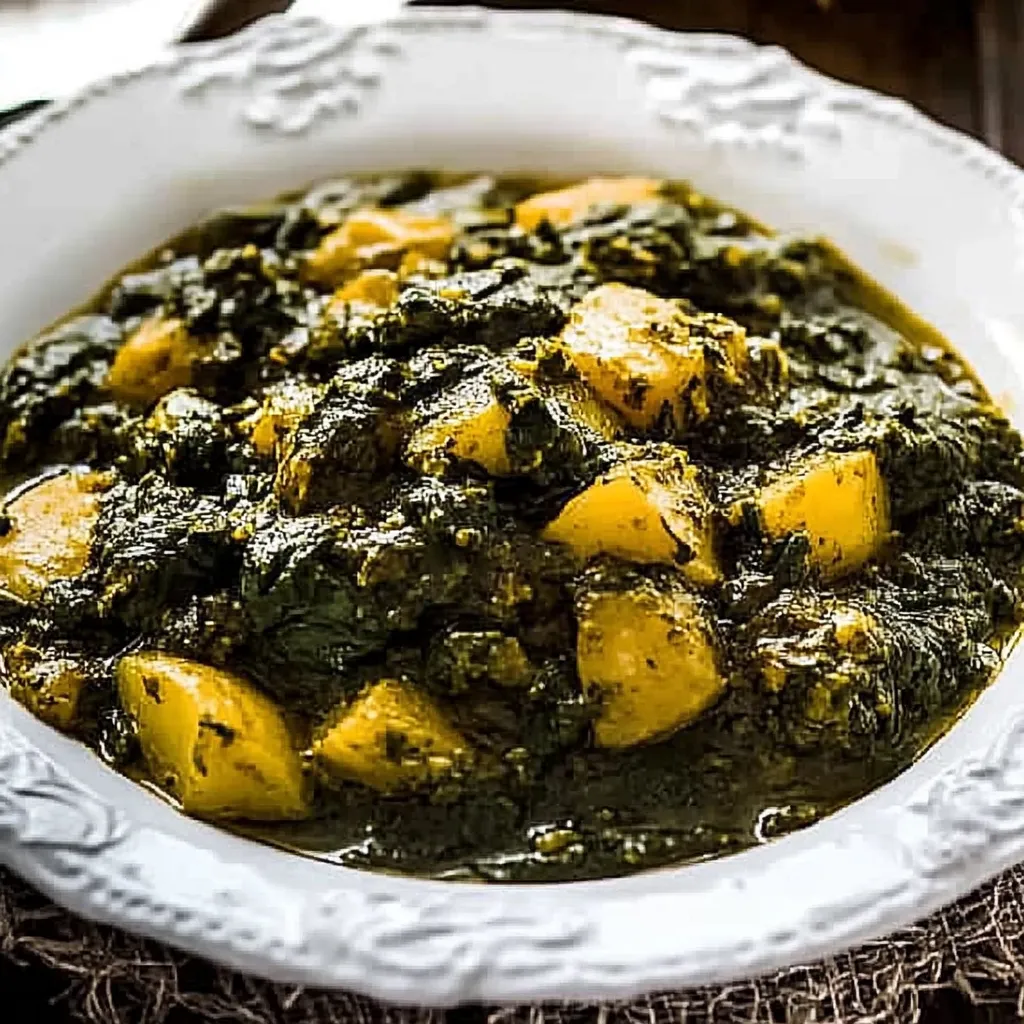 A bowl of green soup with a white plate.