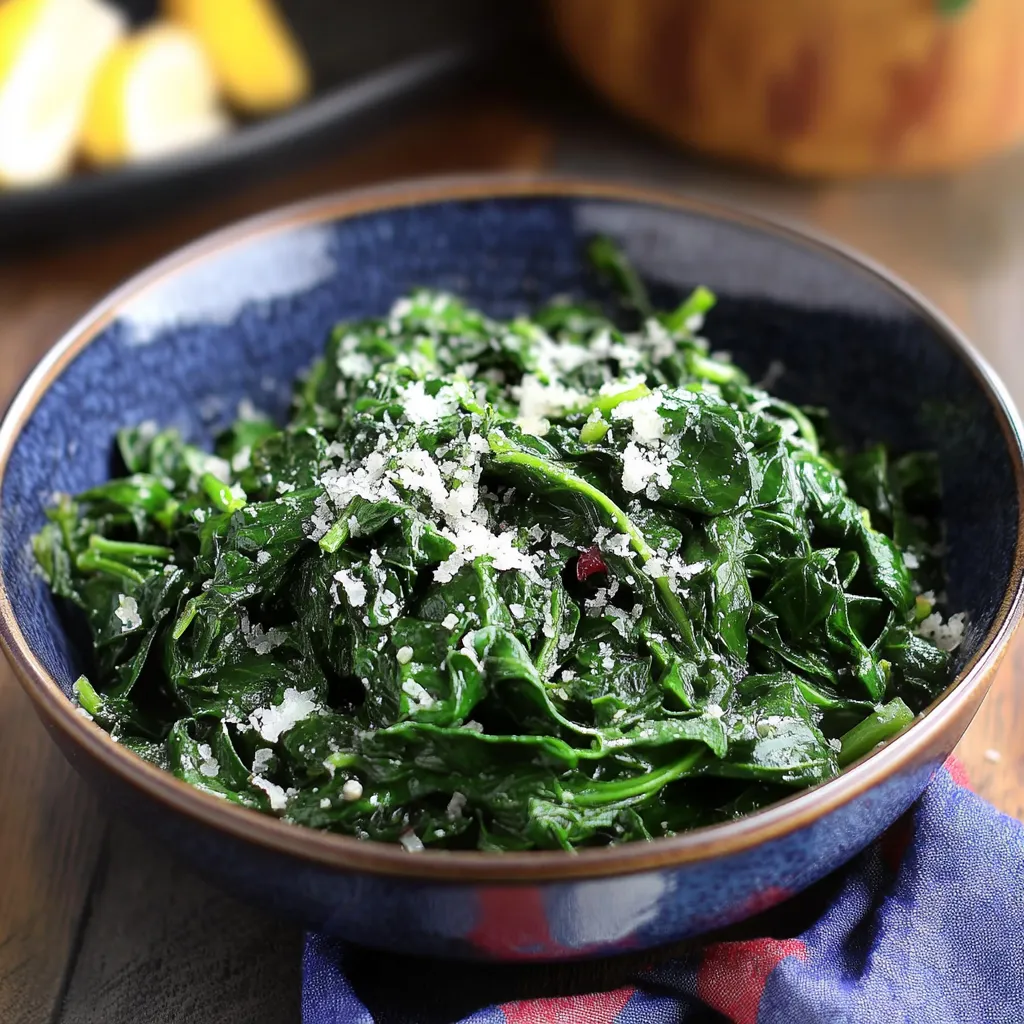A bowl of greens with cheese on top.