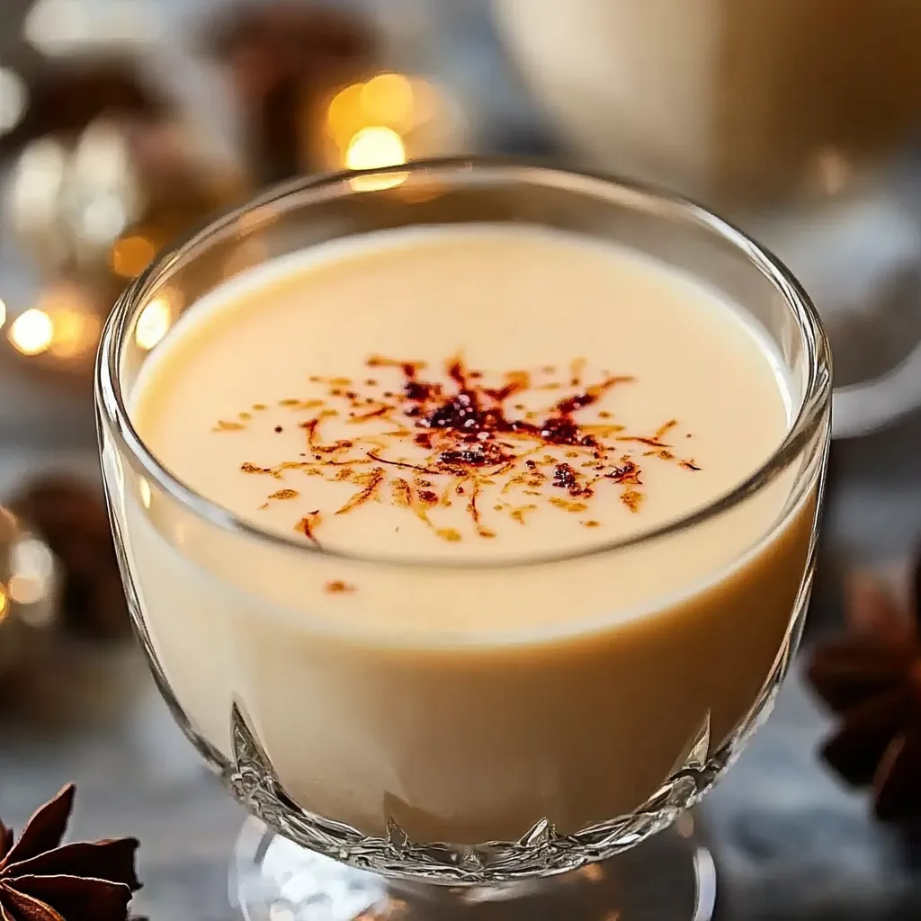 A glass of milk with a spoon in it.