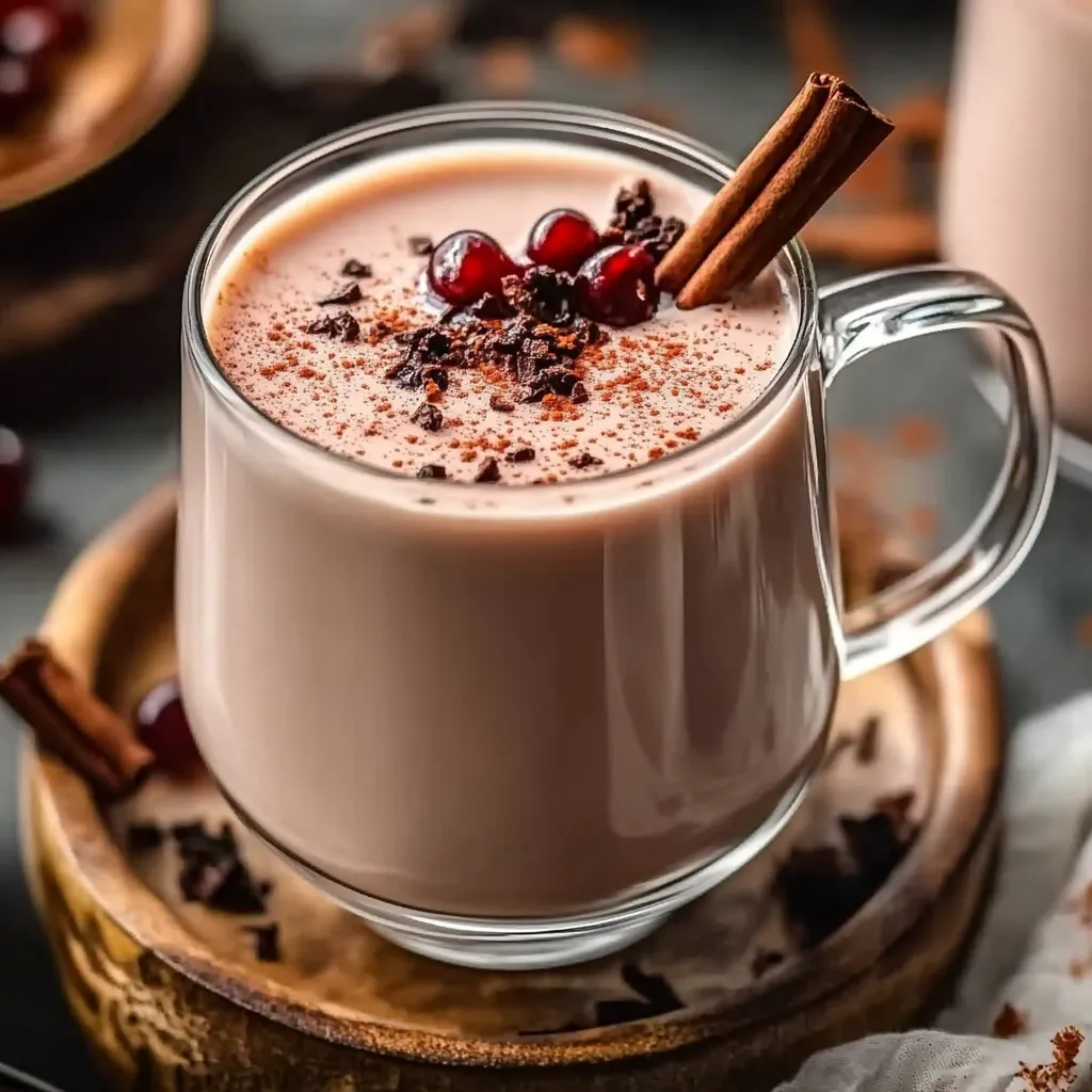 A glass of milk with a cinnamon stick in it.