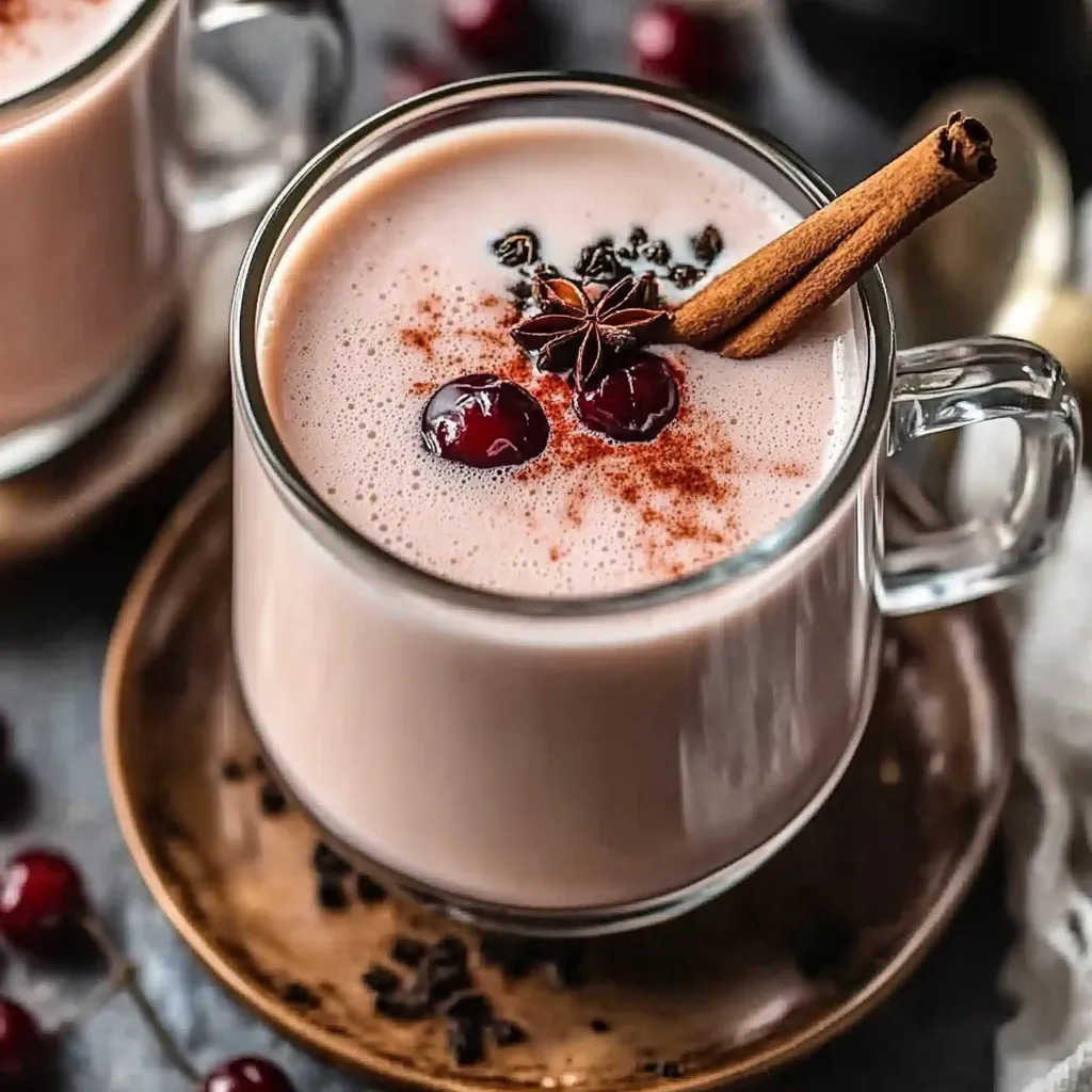 A glass of milk with a cinnamon stick in it.