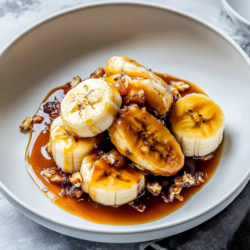 A plate of bananas with sauce.