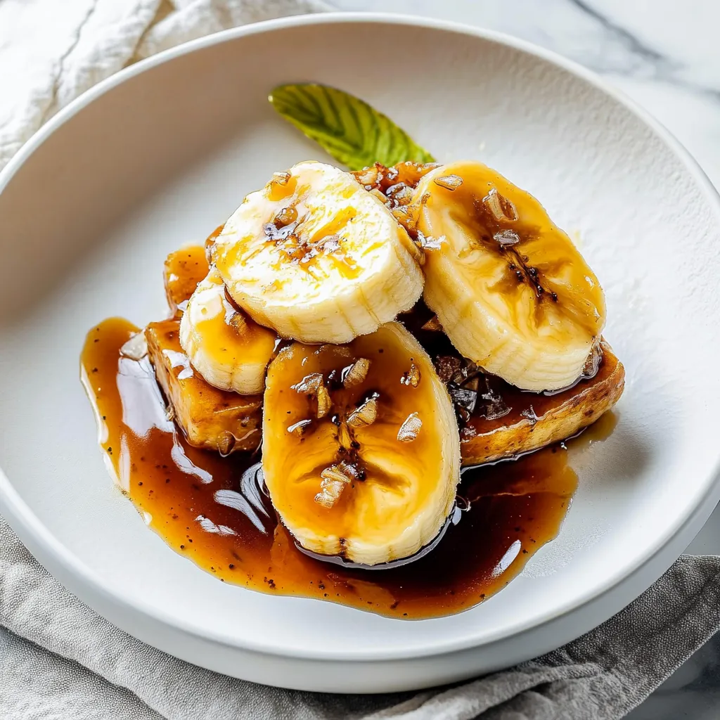 A plate of food with bananas and sauce.