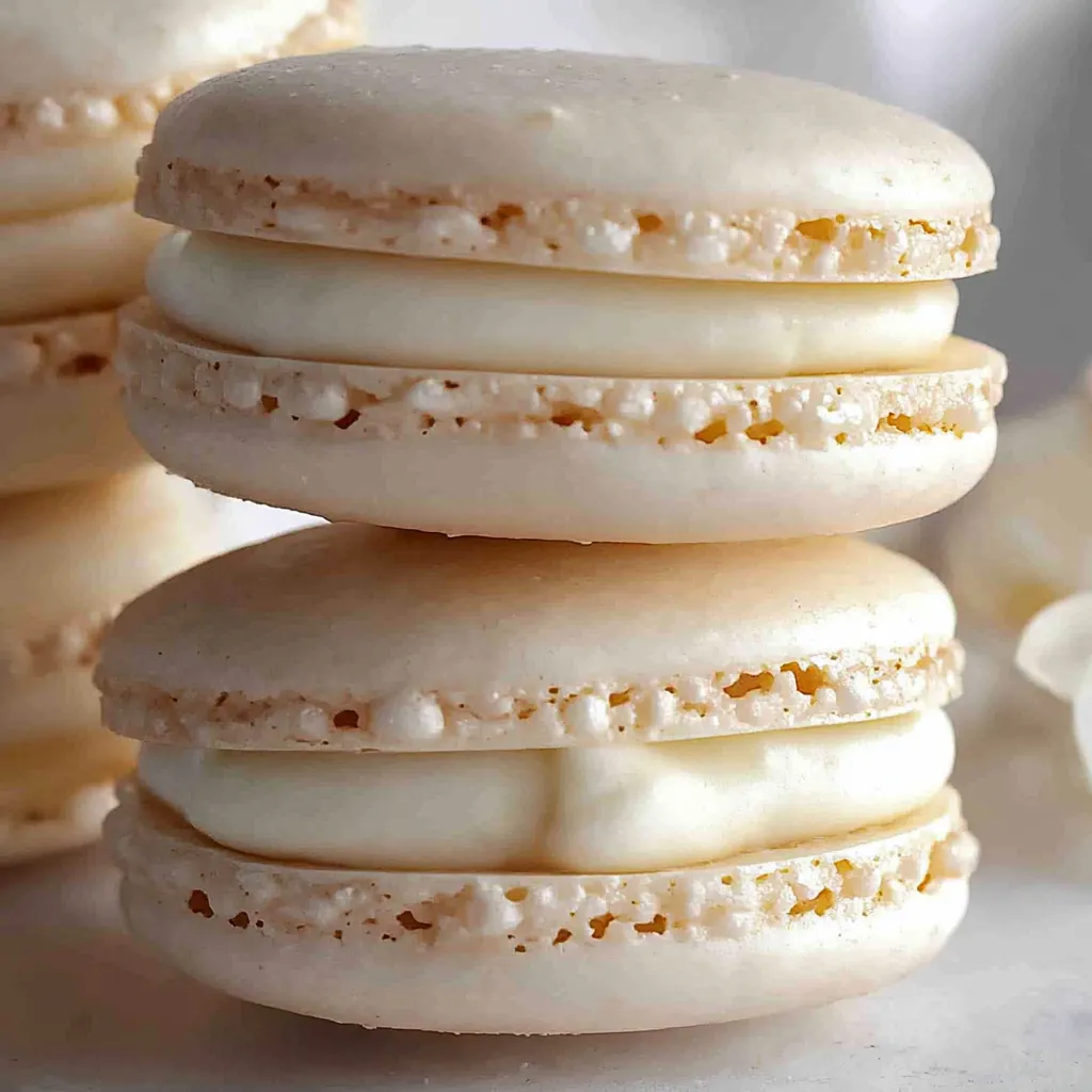 A stack of macaroons on a table.