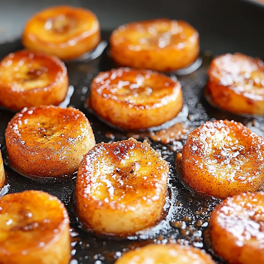 Bananas cooking in a pan.