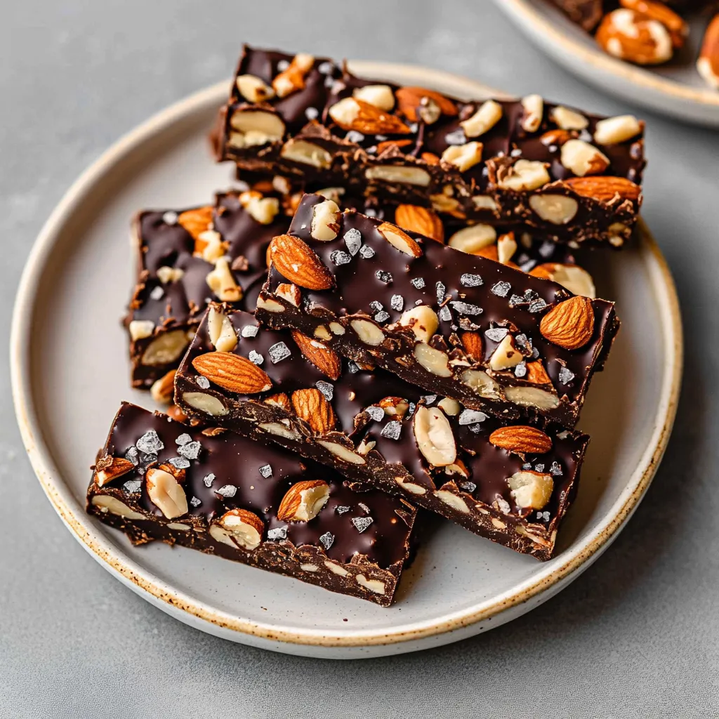 A plate of chocolate and nuts.