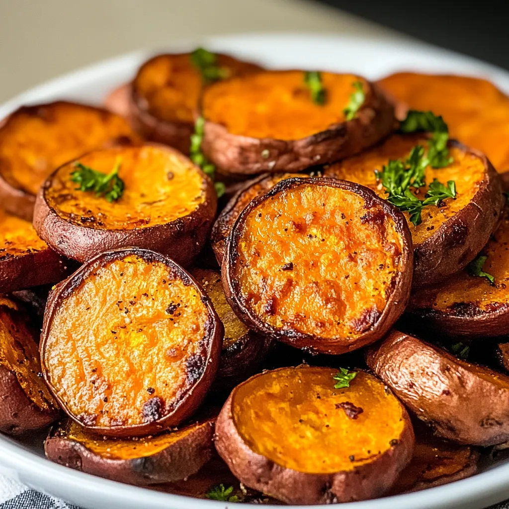 A plate of roasted sweet potatoes.