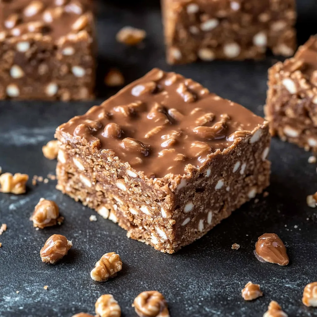 A square of chocolate and walnut cake.