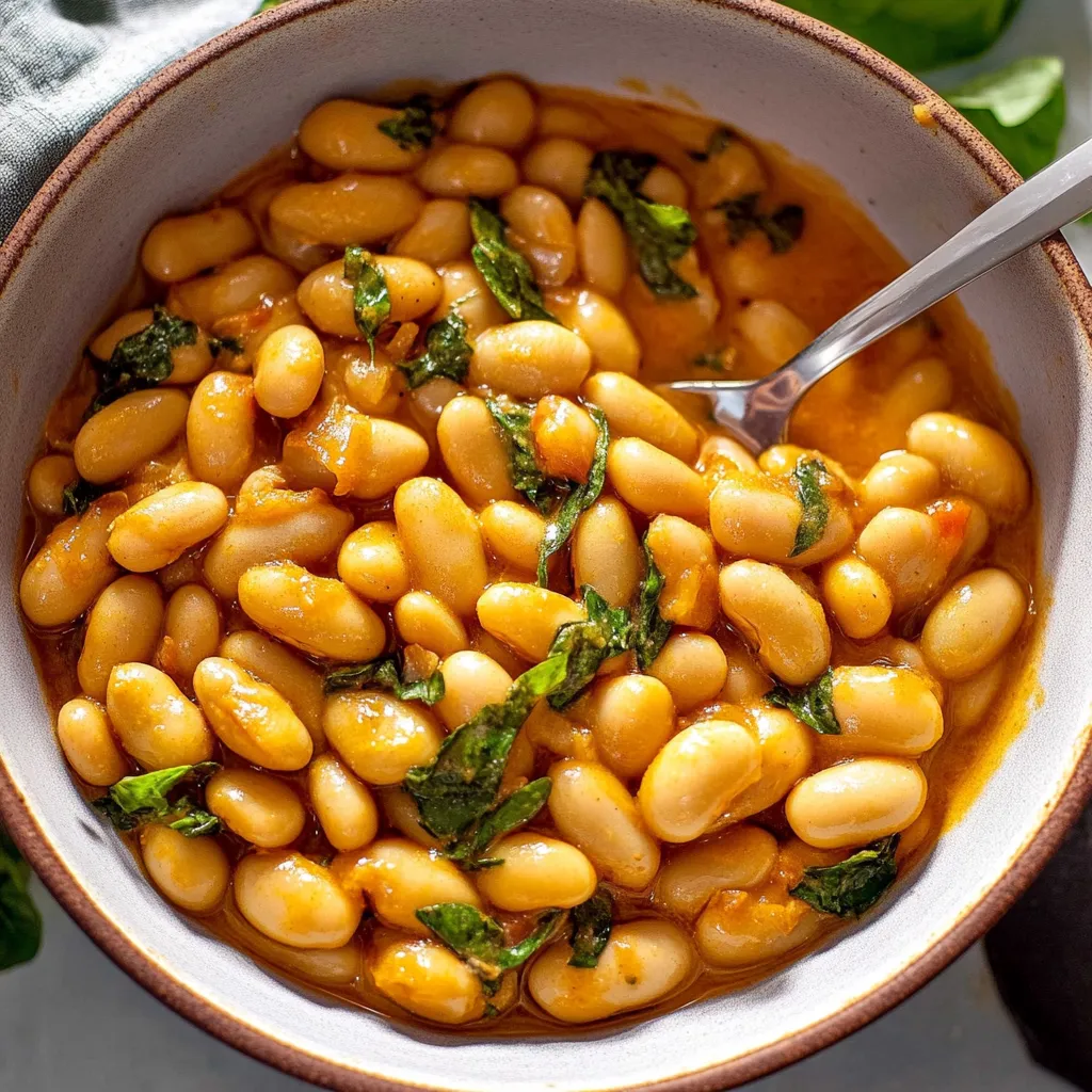 A bowl of beans with green toppings.