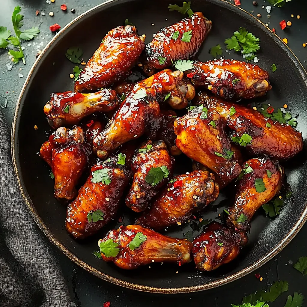 A plate of chicken wings with sauce.