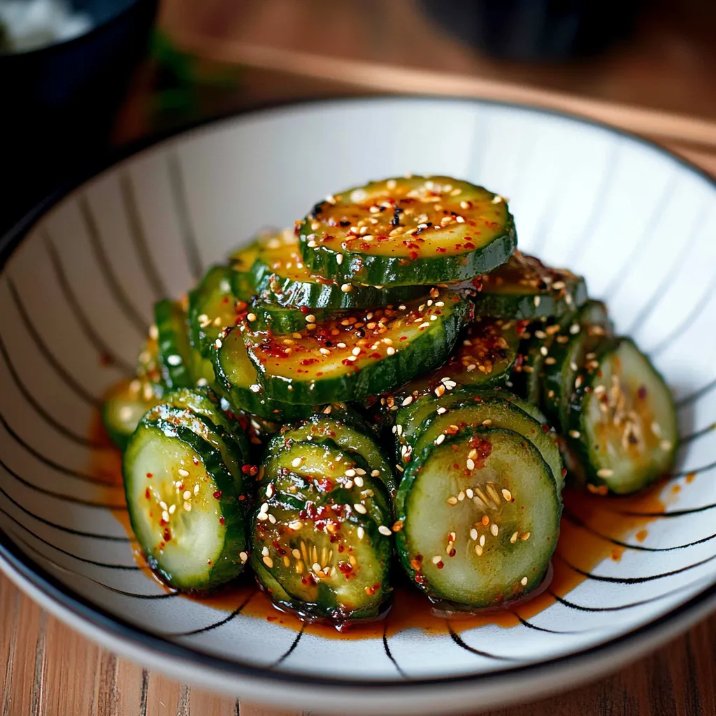 A plate of food with cucumbers and rice.
