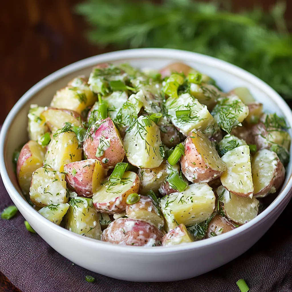 A bowl of potatoes and greens.