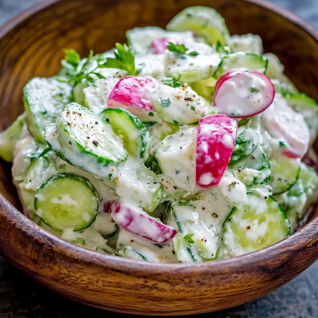 A bowl of vegetables with cucumbers and red peppers.